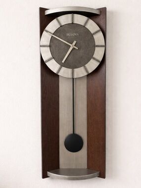Bulova Newton Pendulum Wall Clock Espresso C4808 Works Great